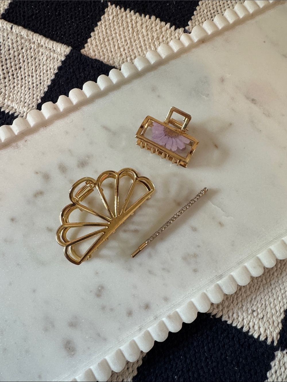 Gold Hair Clip Set with Rhinestone Bobby Pin